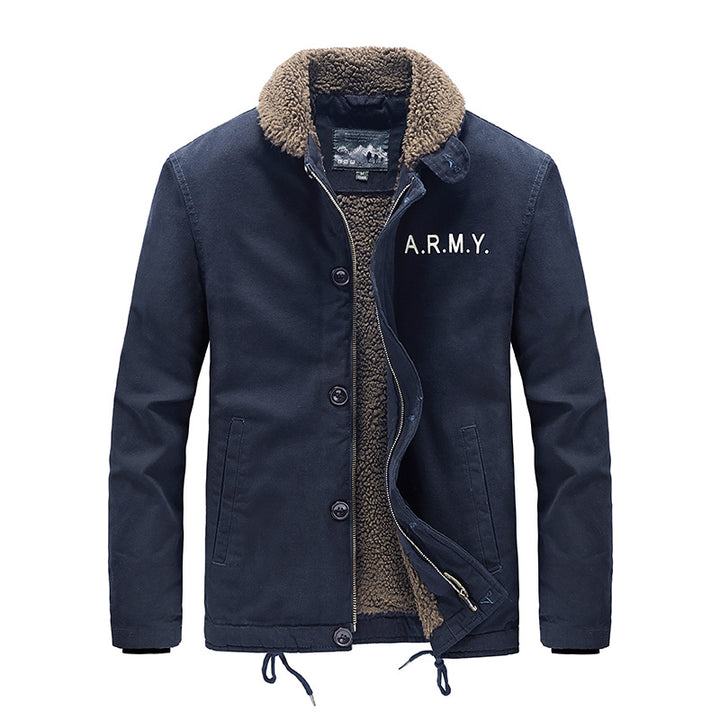 Herren nan gefütterte Fieldjacke mit Teddyfutter, verdeckter Zweiwege-Reißverschluss und Kordelzug Saum Drune