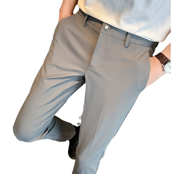 Herren elegante Slim-Fit Hose mit hohem Bund und praktischen Taschen Drune