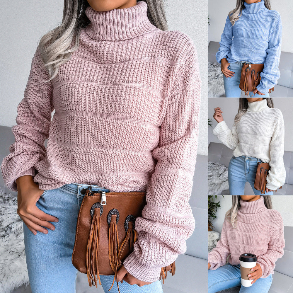 Damen Kuscheliger Rollkragenpullover mit strukturiertem Strickmuster Drune