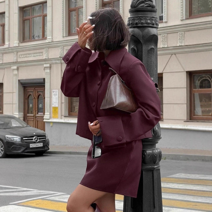 Damen Modische Kurzjacke mit schmalem Schnitt und eleganten Knopfdetails Drune