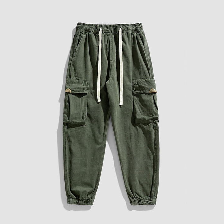 Herren Cargo-Jogger im Military-Style aus Baumwoll-Twill mit Tunnelzugbund und Mehrfachklappentaschen Drune