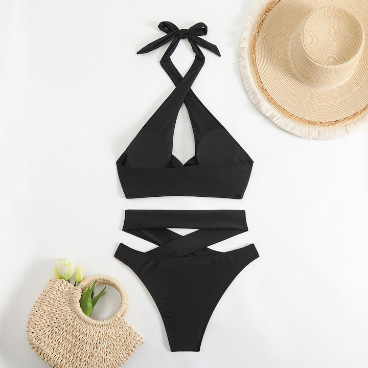 Damen Bikini-Set mit verstellbaren Trägern und elegantem Kreuzdesign Drune