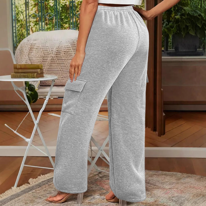 Damen Weiche Cargo-Loungehose mit elastischem Bund und weitem Bein Drune