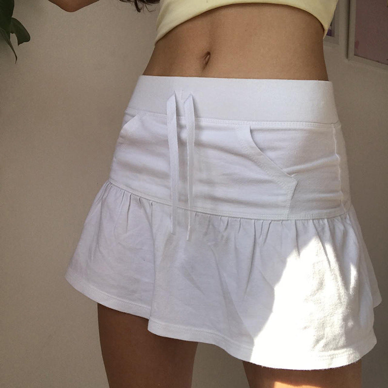 Damen luftiger Minirock mit voluminösen Rüschendetails Drune