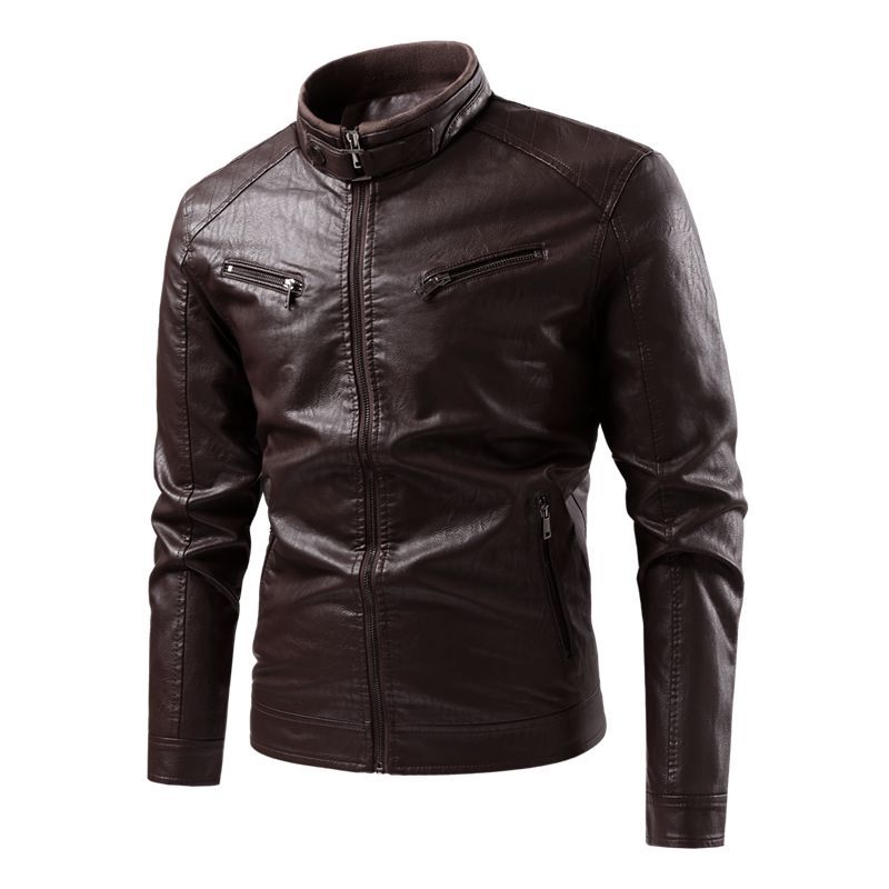 Herren modische Kunstlederjacke mit Steppdetails Drune