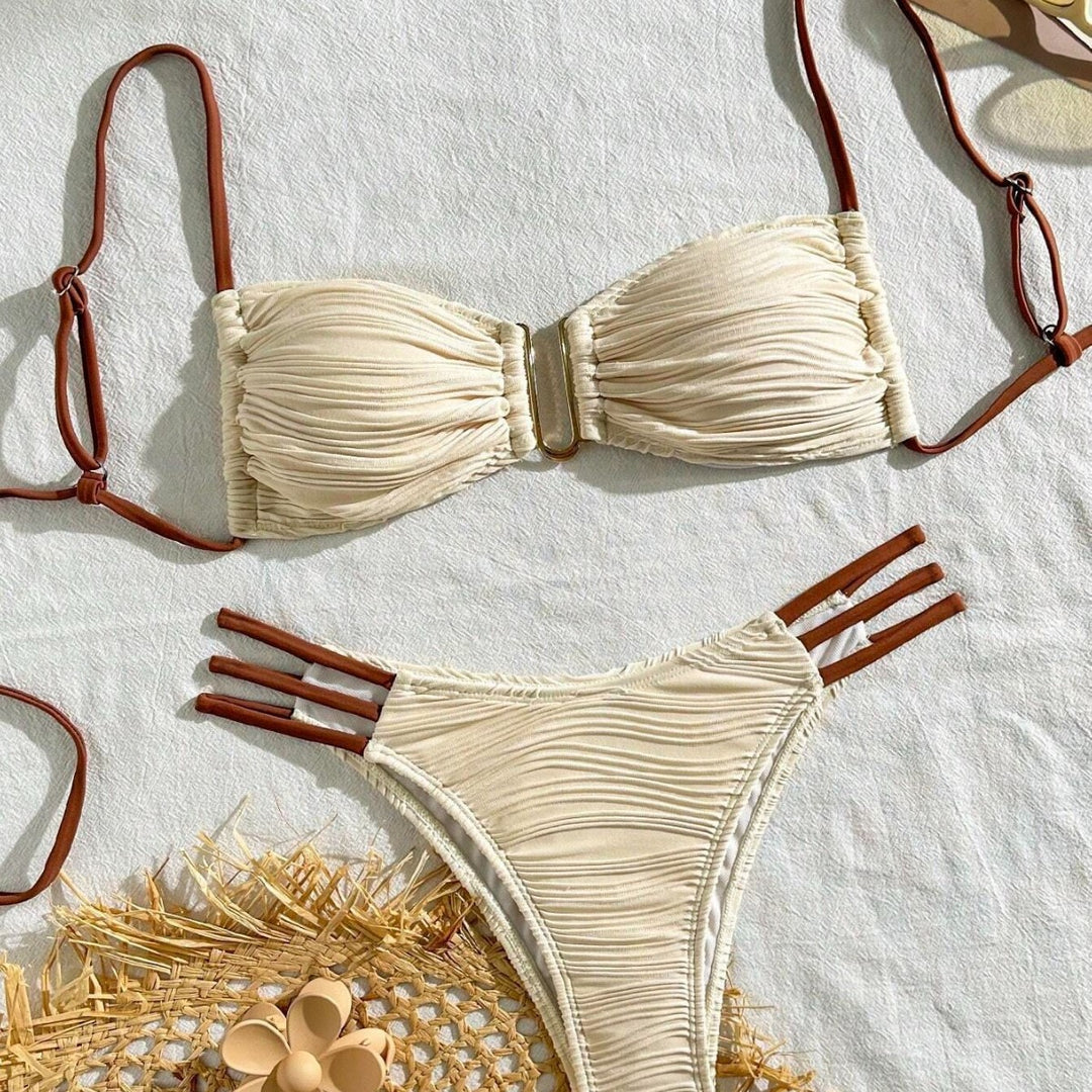 Damen Triangel-Bikini mit elegantem Raffungsdesign und modischen Trägerdetails Drune