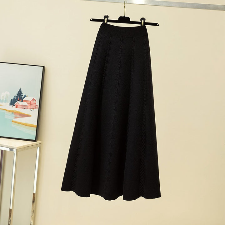 Damen Plissierter Midirock mit strukturiertem Zopfmuster Drune