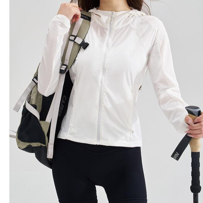 Damen Leichte Kapuzen-Windjacke mit Reißverschluss und verstellbarem Saum Drune