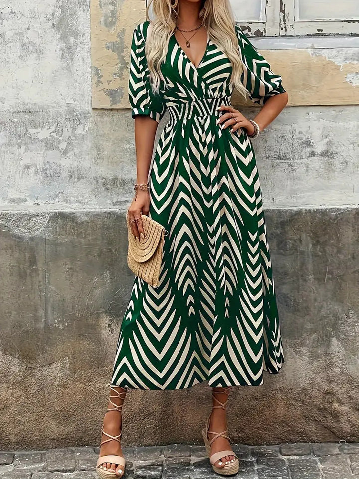 Damen Maxikleid mit modernem Zickzackmuster Drune