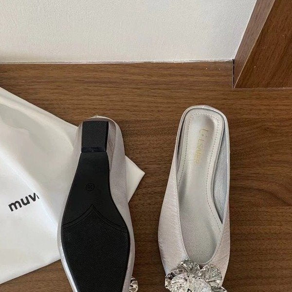 Damen elegante Ballerina-Pumps mit funkelndem Blumenakzent Drune