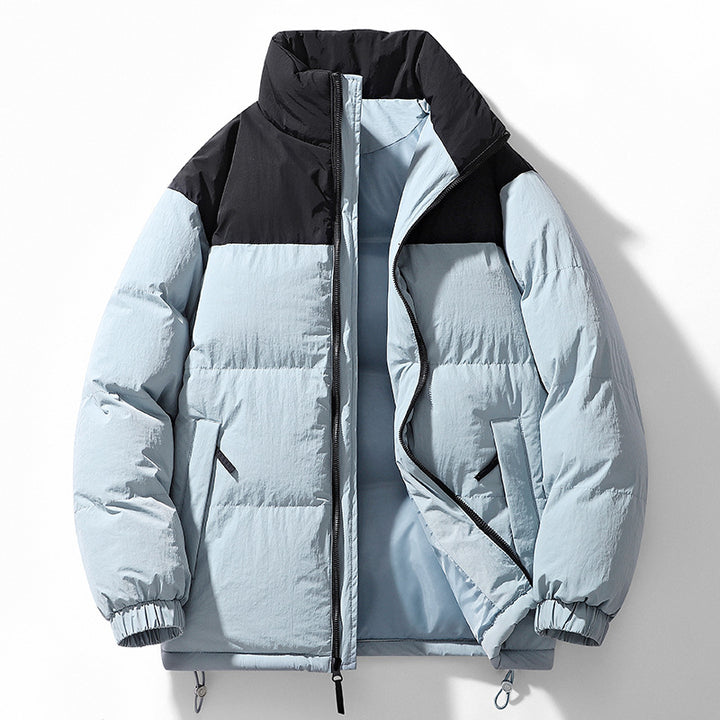 Herren Gefütterte Steppjacke mit hohem Kragen, Kordelzugsaum und Kontrastpaneel Drune