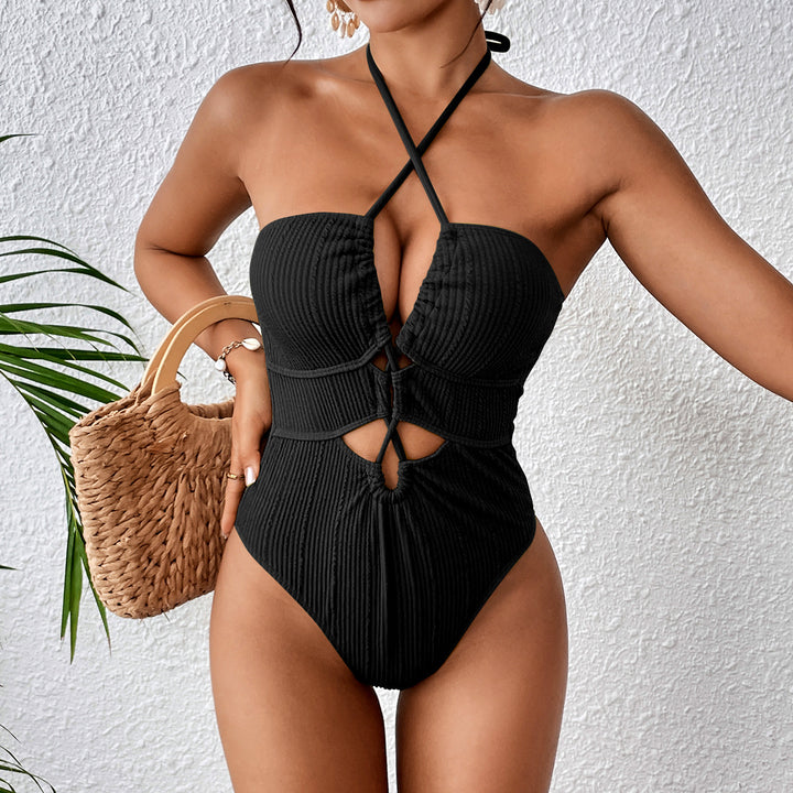 Damen Hochgeschnittener Badeanzug mit Cut-Outs und trendy Riemen Drune