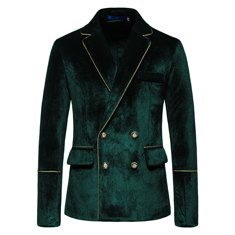 Herren Samtanzug mit goldenen Details und klassischem Revers Drune