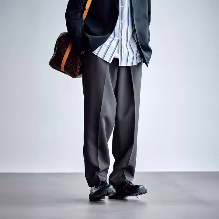 Herren Weite Chino-Hose mit Bundfalten und lockerem Schnitt Drune