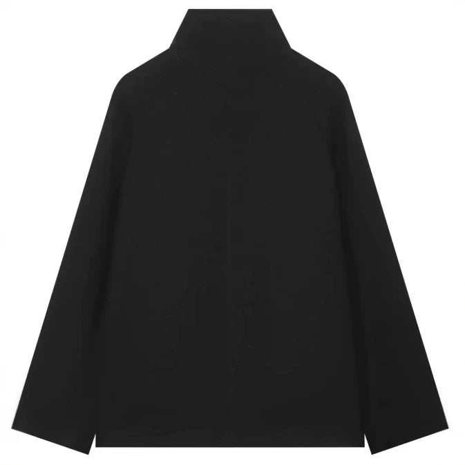 Damen Kurzer doppeltreihiger Wollmix‑Cape‑Mantel mit Stehkragen und Raglanärmeln Drune