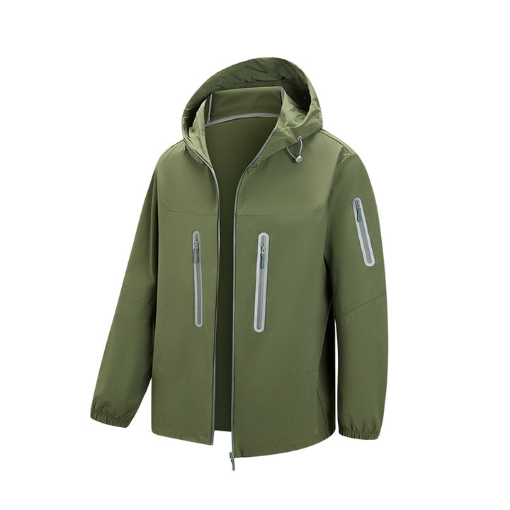 Herren Packbare Technical-Softshelljacke mit Kapuze, getapten Reißverschlüssen und Brusttaschen Drune