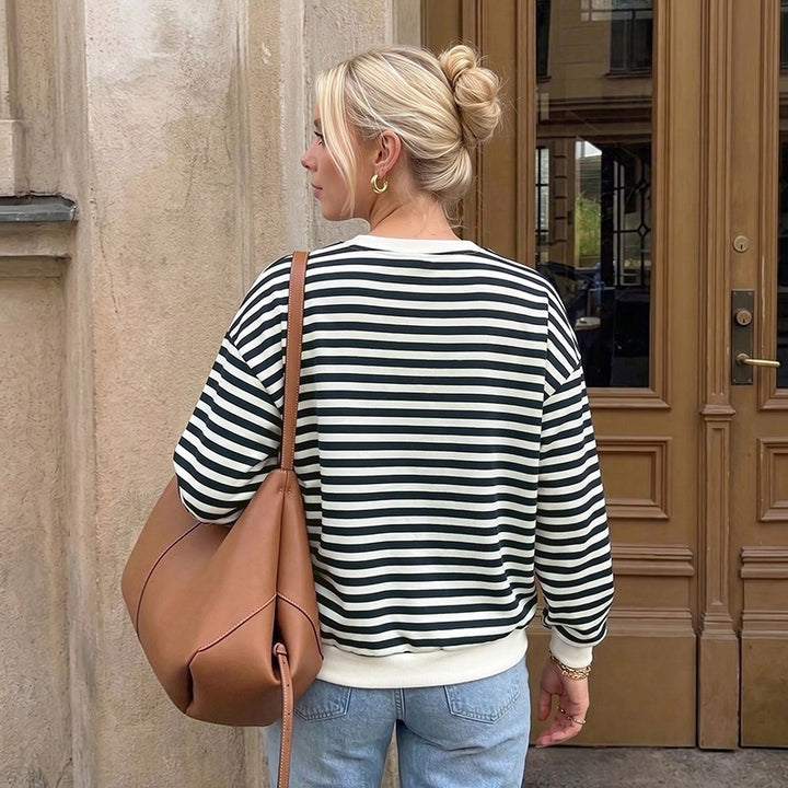 Damen Gestreifter Pullover mit Schleifendetails Drune