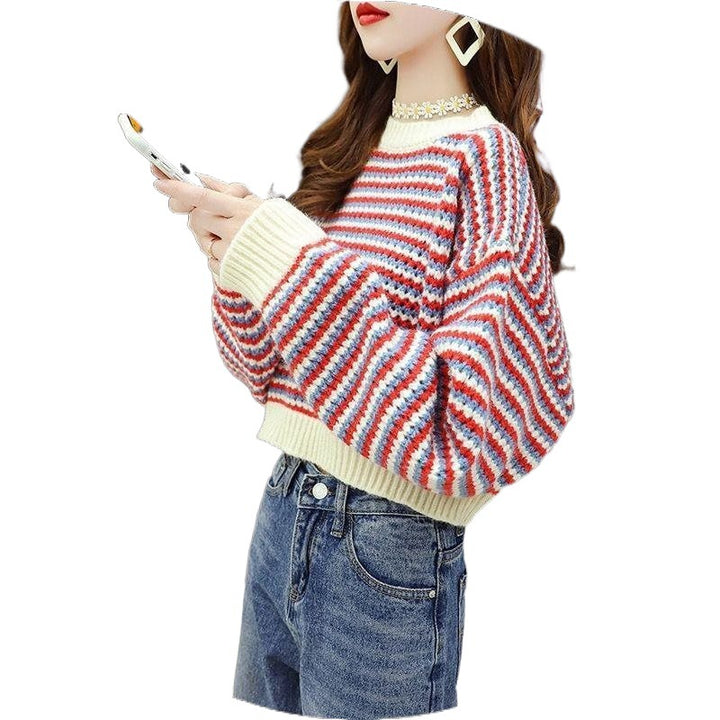 Damen modischer Strickpullover mit Wellenmuster und oversized Schnitt Drune