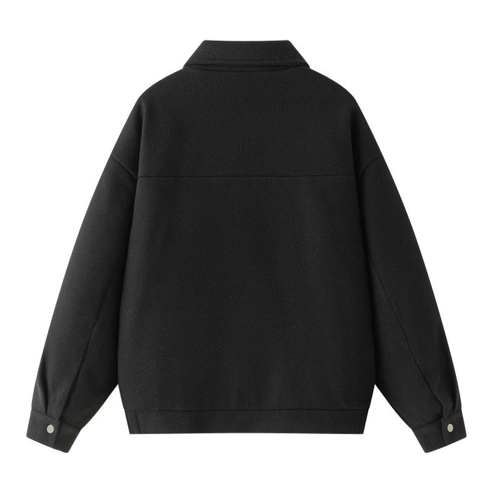Herren Oversize-Collegejacke aus Wollmix mit Druckknopfleiste und verdeckten Eingrifftaschen Drune