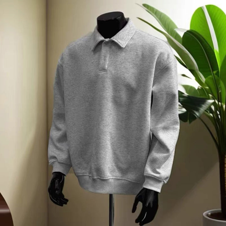 Herren Poloshirt-Sweatshirt mit Hemdkragen und Oversize-Schnitt Drune