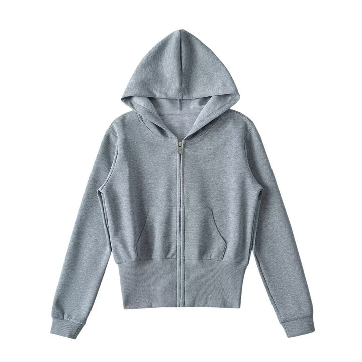 Damen lässige Kapuzenjacke mit Reißverschluss und praktischen Taschen Drune
