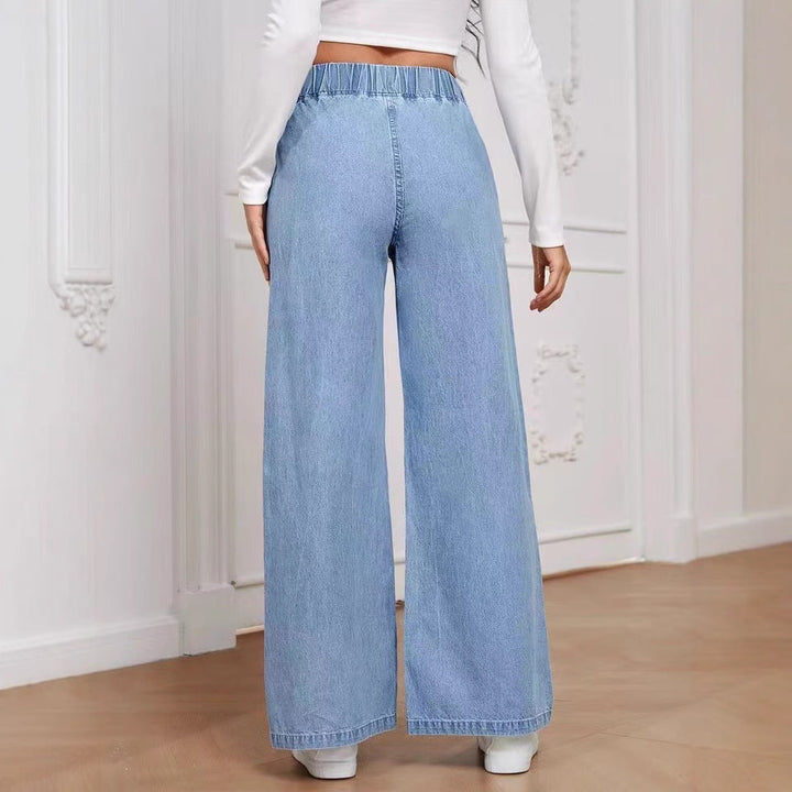 Damen Weite Denim-Hose mit elastischem Bund und lässigem Schnitt Drune