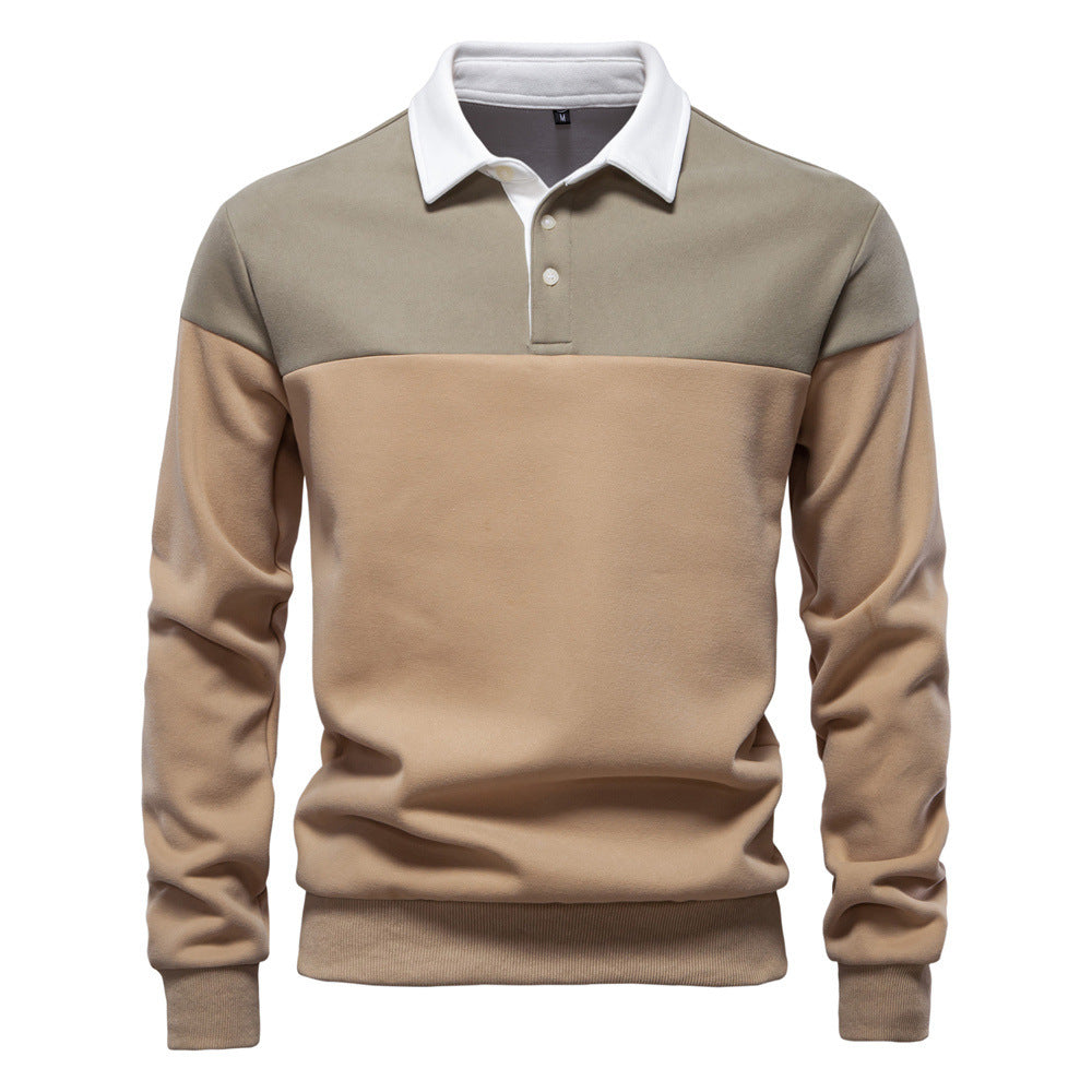 Herren nan sportlich-elegantes Langarm-Polo im Rugby-Stil mit kontrastierendem Kragen und breitem Brustpaneel Drune