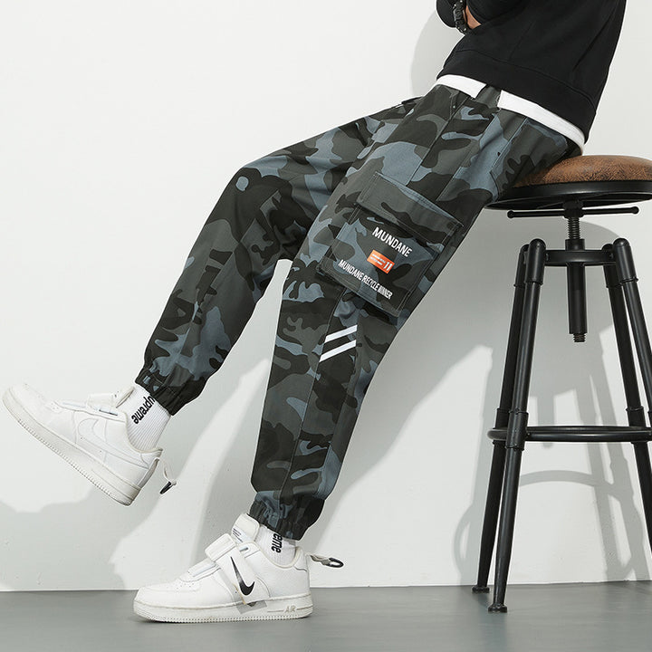 Herren Urbanes Camouflage-Jogger mit Utility-Taschen und elastischem Knöchelsaum Drune
