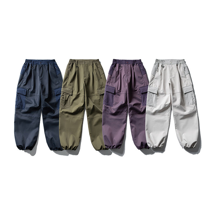 Herren Oversize-Cargohose mit elastischem Tunnelzugbund, Kniepaneelen und elastischen Bündchen Drune
