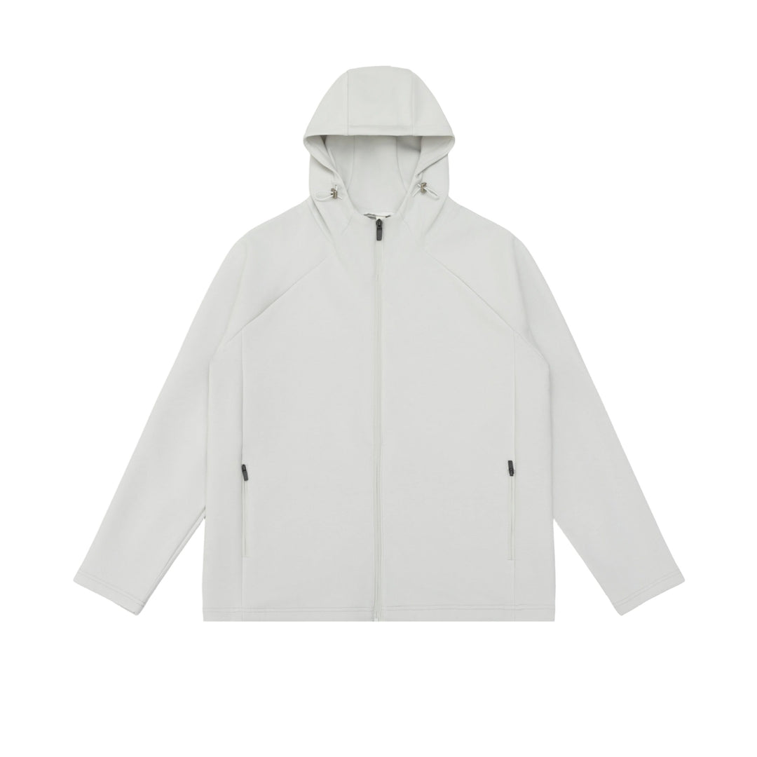 Unisex Minimalistische Kapuzen‑Zipjacke aus Softshell‑Fleece mit Raglanärmeln und wasserabweisenden Reißverschlusstaschen Drune