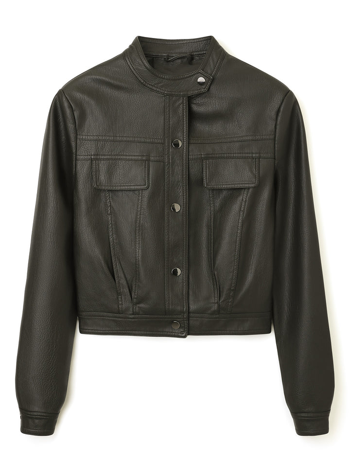 Damen Modische Kurzlederjacke Drune
