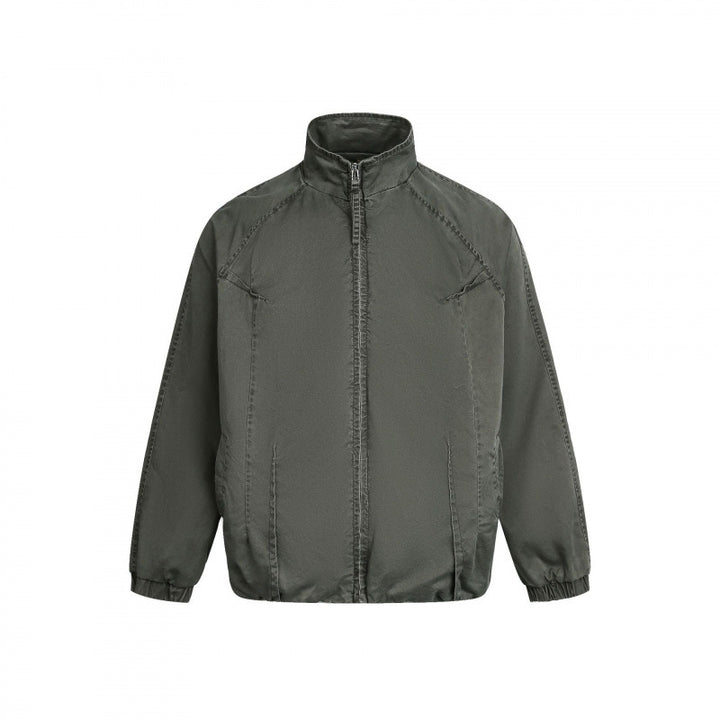 Herren Minimalistische Nylon-Bomberjacke mit Stehkragen, Raglanärmeln und gerafftem Saum Drune