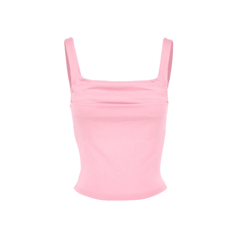 Damen modisches Crop-Top mit Quadrat-Ausschnitt und Raffung Drune