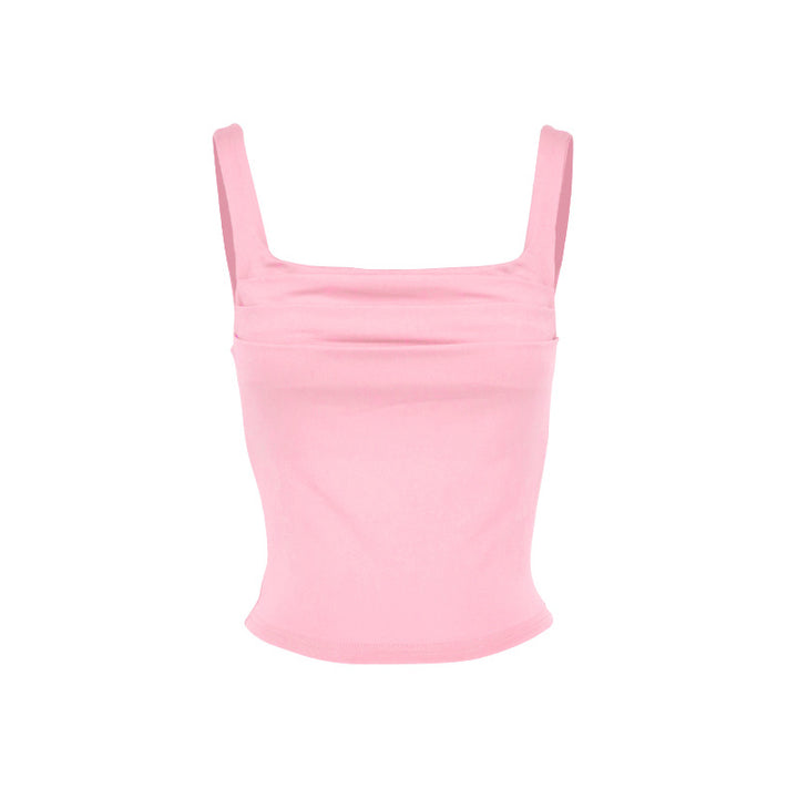 Damen modisches Crop-Top mit Quadrat-Ausschnitt und Raffung Drune