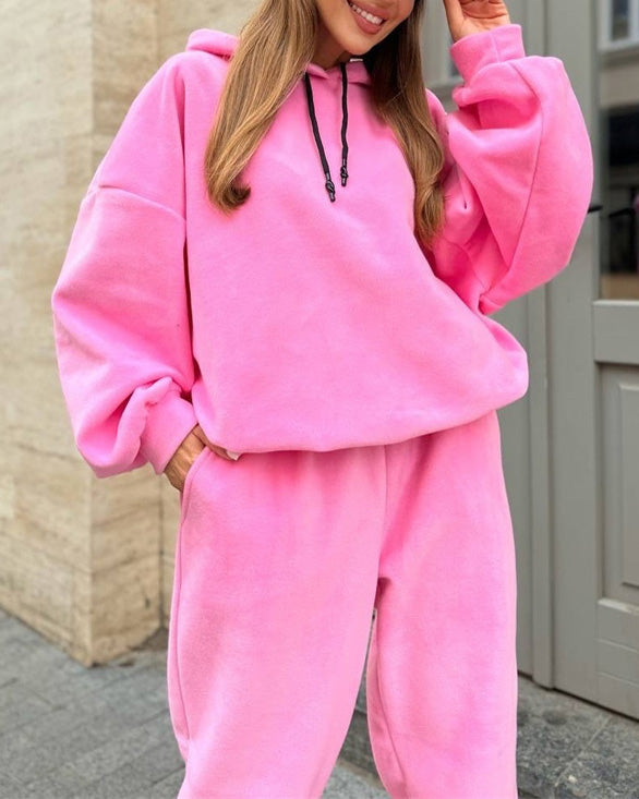 Drune | Crew Polar Fleece Kapuzenpullover und Jogginghose Zweiteiliges Satz