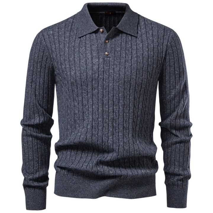 Herren Feinstrick-Polo mit Zopfmuster und Kragen Drune