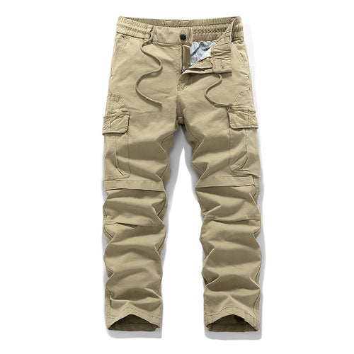 Herren Baumwoll-Canvas Cargo-Hose mit elastischem Tunnelzugbund, Kniepaneelen und Mehrfachtaschen Drune