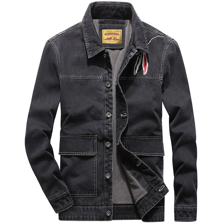 Herren Jeansjacke mit Used-Effekt, aufgesetzten Taschen und eingesticktem Rissdetail Drune
