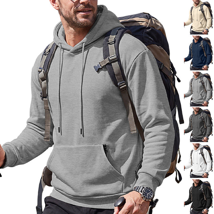 Herren Kapuzenpullover aus weichem Fleece mit Kängurutasche und verstellbarer Kapuze Drune