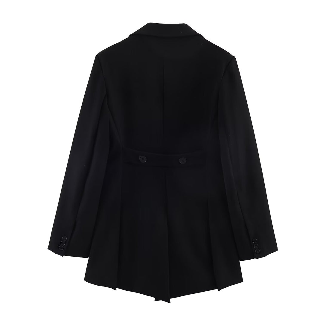 Damen Zweireihiger Blazer mit Schwalbenschwanz‑Saum und Cut‑Out‑Detail Drune