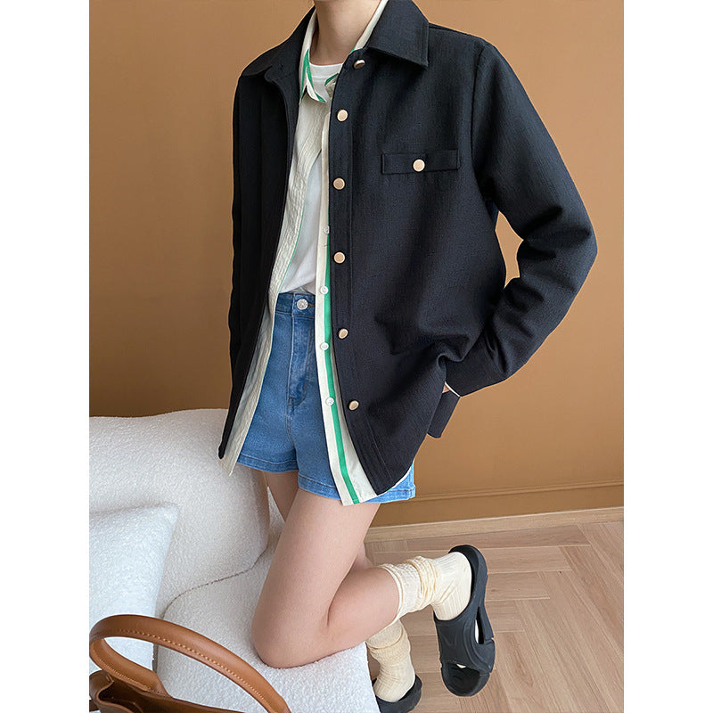 Damen Oversized Blousonjacke mit Knopfdetail Drune