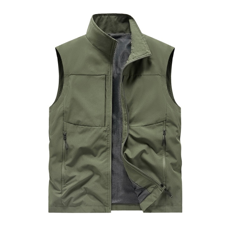 Herren Leichte winddichte Softshell-Steppweste mit Mesh-Innenfutter, Stehkragen & Reißverschlusstaschen Drune