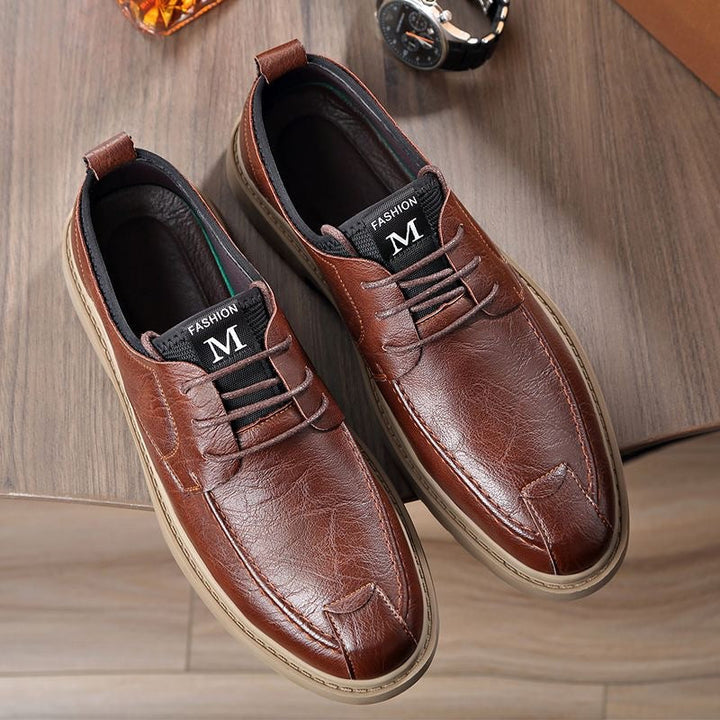 Herren Bequeme Leder Schnürschuhe mit rutschfester Sohle Drune