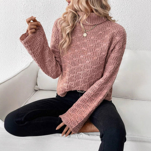 Damen Hochgeschlossen Strickpullover mit strukturiertem Design Drune