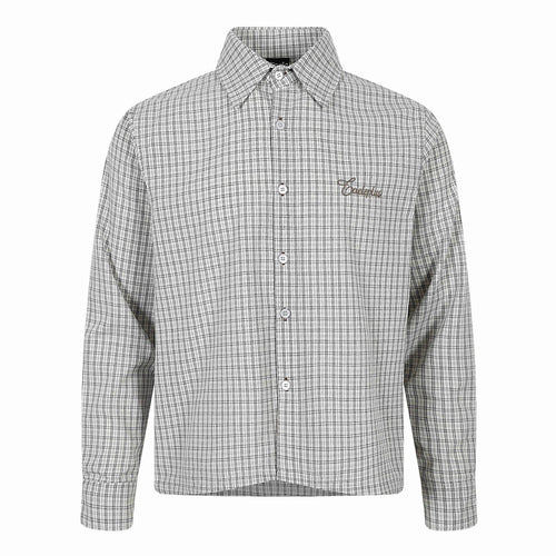 Herren Kariertes Gingham-Hemd mit Button-Down-Kragen und Bruststickerei Drune