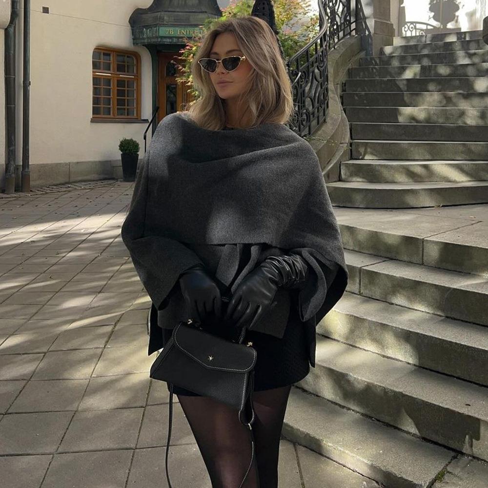 Damen elegante Strickjacke mit asymmetrischem Schnitt und hochwertigem Material Drune