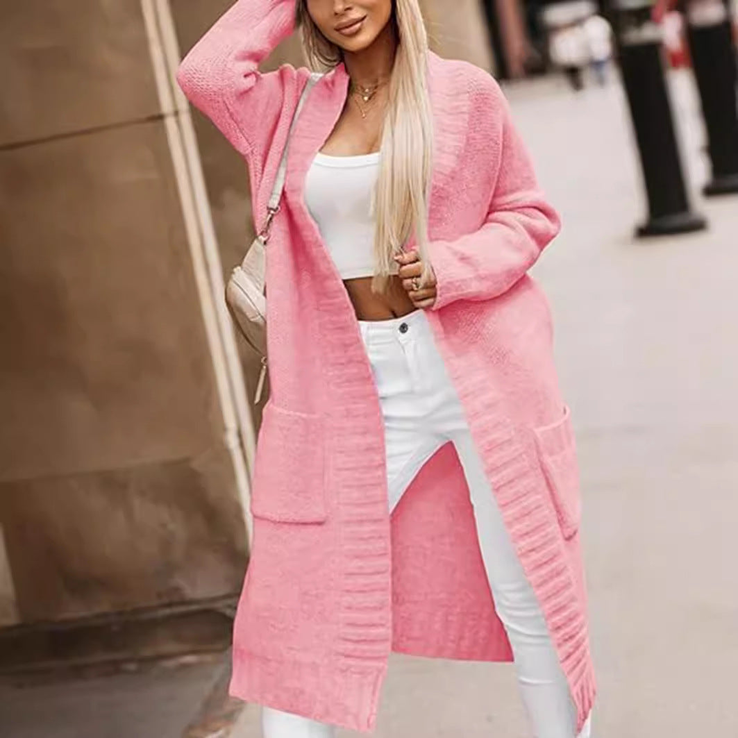 Damen Strickmantel mit lässigem Schnitt und tiefen Taschen Drune