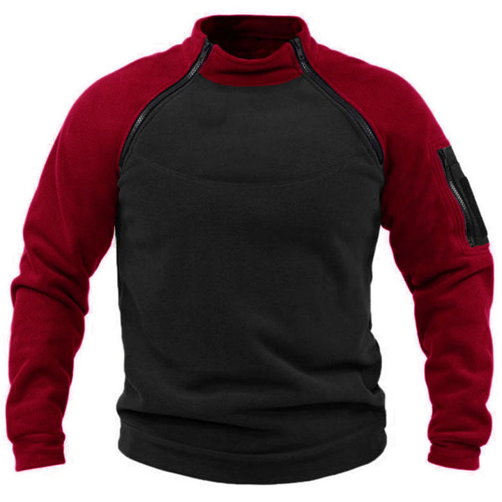 Herren Fleece-Pullover mit hohem Kragen und funktionalen Taschen Drune
