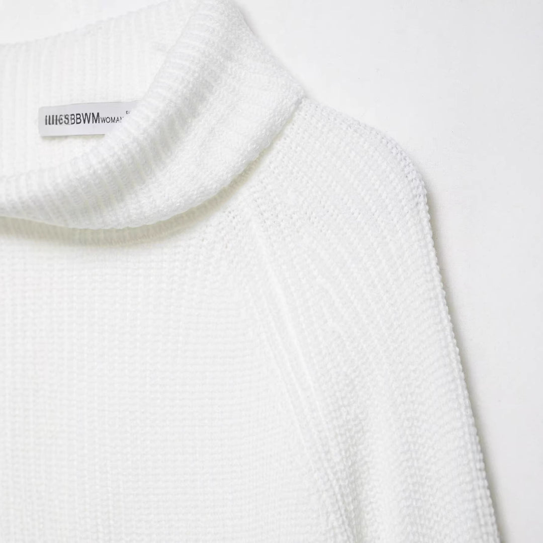 Damen Grobgestrickter kurzgeschnittener Rollkragenpullover im Boxy‑Schnitt Drune