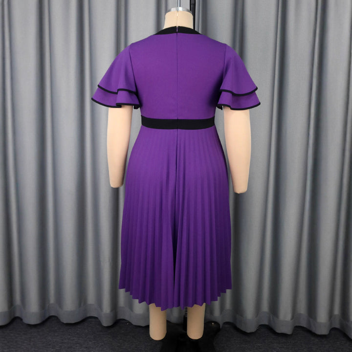 Damen plissiertes Midikleid mit eleganten Rüschendetails Drune